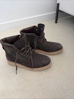 Cole Haan Dark Brown Suede Camouflage Accent Boots